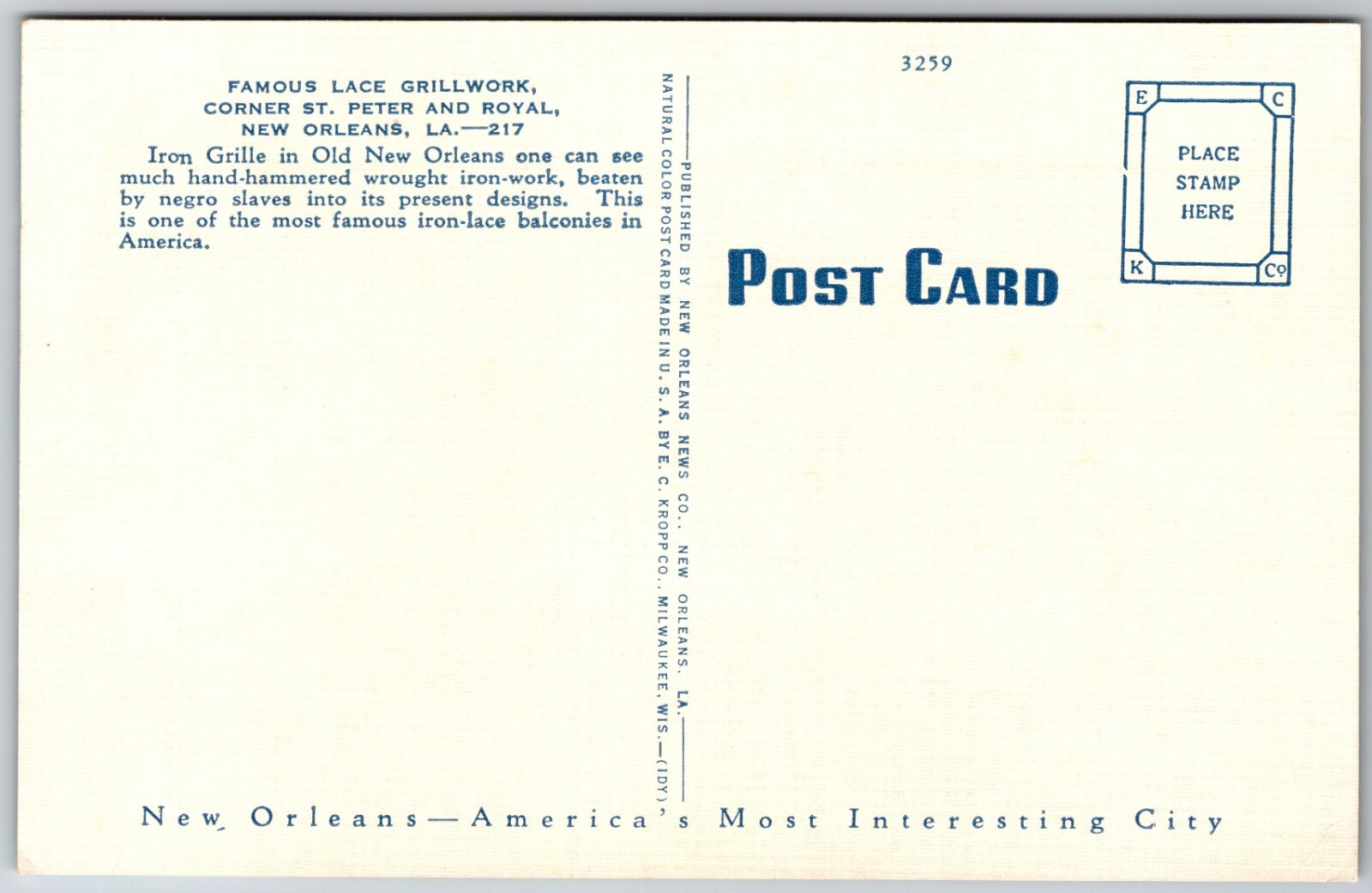 Lace Grillwork Corner St Peter and Royal New Orleans Louisiana - Postcard 4700