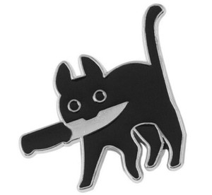 Cute Kitty Naughty Anime Kawaii Enamel Pin Beware Spooky Halloween Black Cat