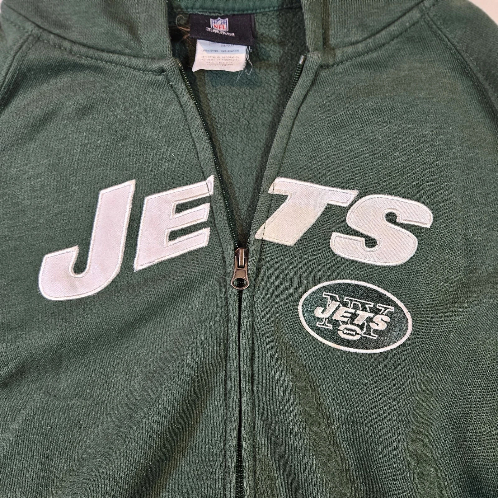 VETEMENTS Felpa con cappuccio verde New York Jets ragazzi ragazzi grande 14 16 cerniera NFL