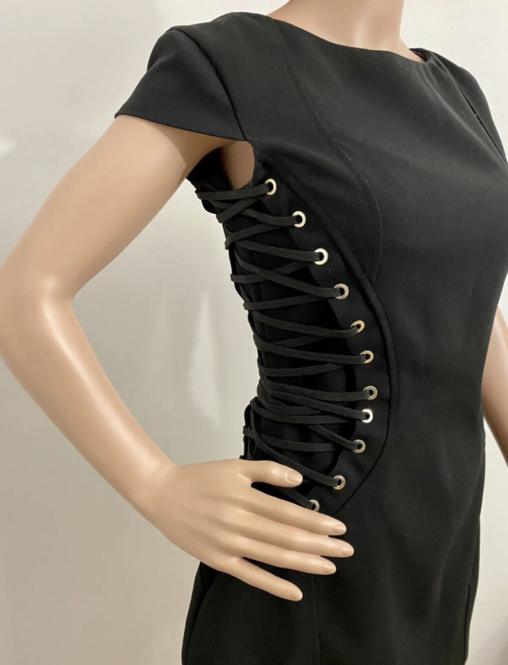 RARE!!🔥ELISABETTA FRANCHI 🔥CORSET  MINI DRESS BLACK  Size 42 image 4
