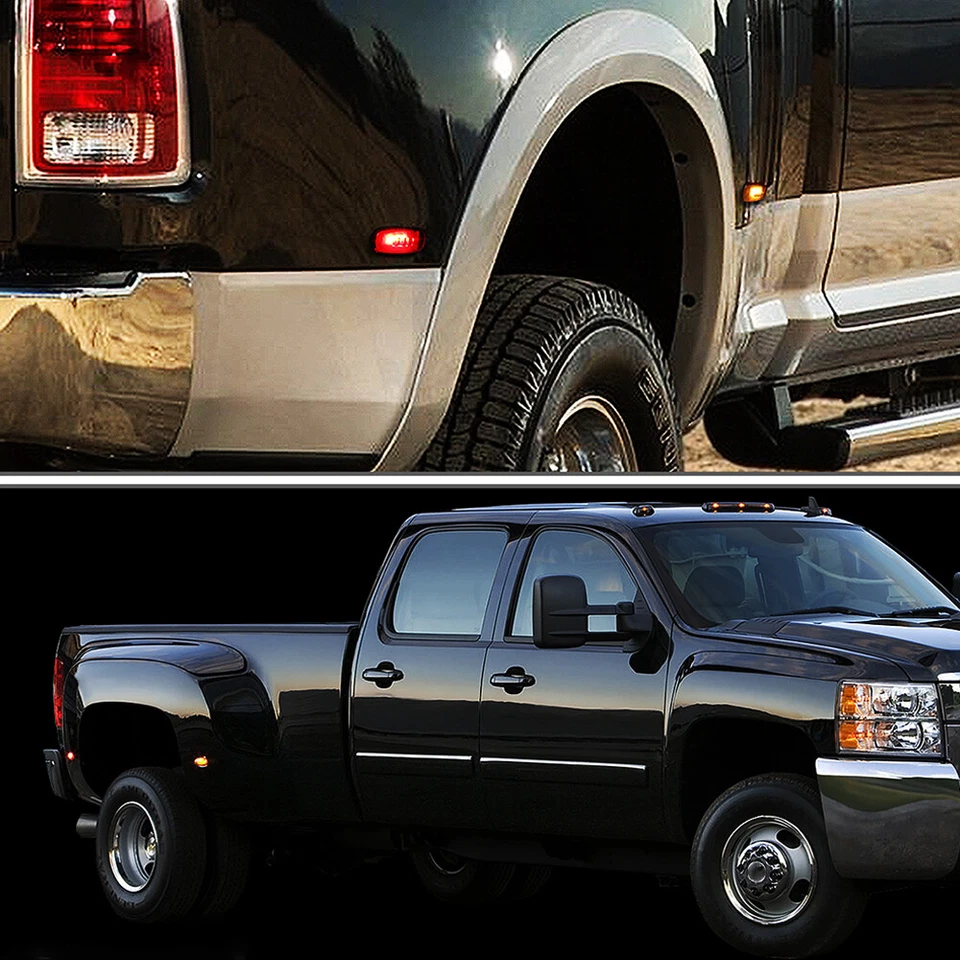 Luces LED marcadoras laterales de guardabarros de doble cama 4 piezas para 03-18 Dodge Ram 3500 rojo ámbar Foto 2 de 4
