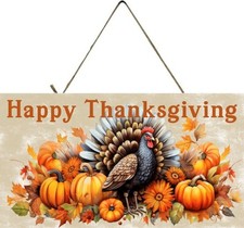 Happy Thanksgiving Pumpkins and Turkey Printed Handmade Sign