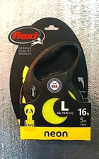 Flexi Neon Reflect Black & Neon Yellow Retractable Tape Dog Leash LARGE, 110 lb
