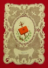 Antique BIBLE CROSS Lace Holy Card FRENCH PRAYER PRIERES Religious Catholic Card