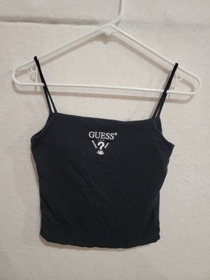 GUESS Jeans Black Padded Crop Top Cami Size Small S Stretch Logo