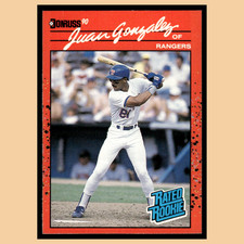 Juan Gonzalez Rookie #33 1990 Donruss Texas Rangers Baseball Card MLB NM. rookie card picture