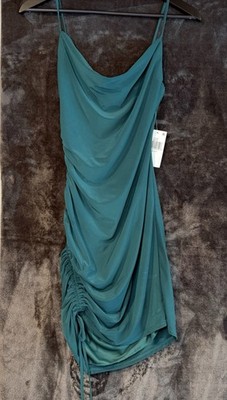 B. Darlin Green Ruched Cowl Neck Mini Bodycon Dress Juniors 1 Spaghetti