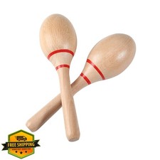 2 Professional Wooden Maracas Rumba Shakers Salsa Rhythm