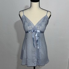 Seductive Wear by Cinema Etoile Blue Sheer Babydoll Lingerie Slip Size Large