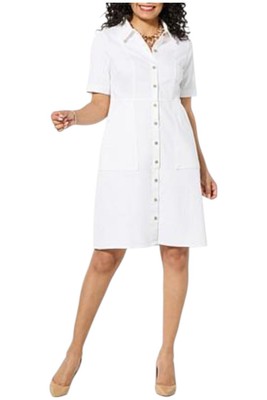 slim fit dress slacks Long Sleeve Fit-and-Flare Shirt Dress main image 1