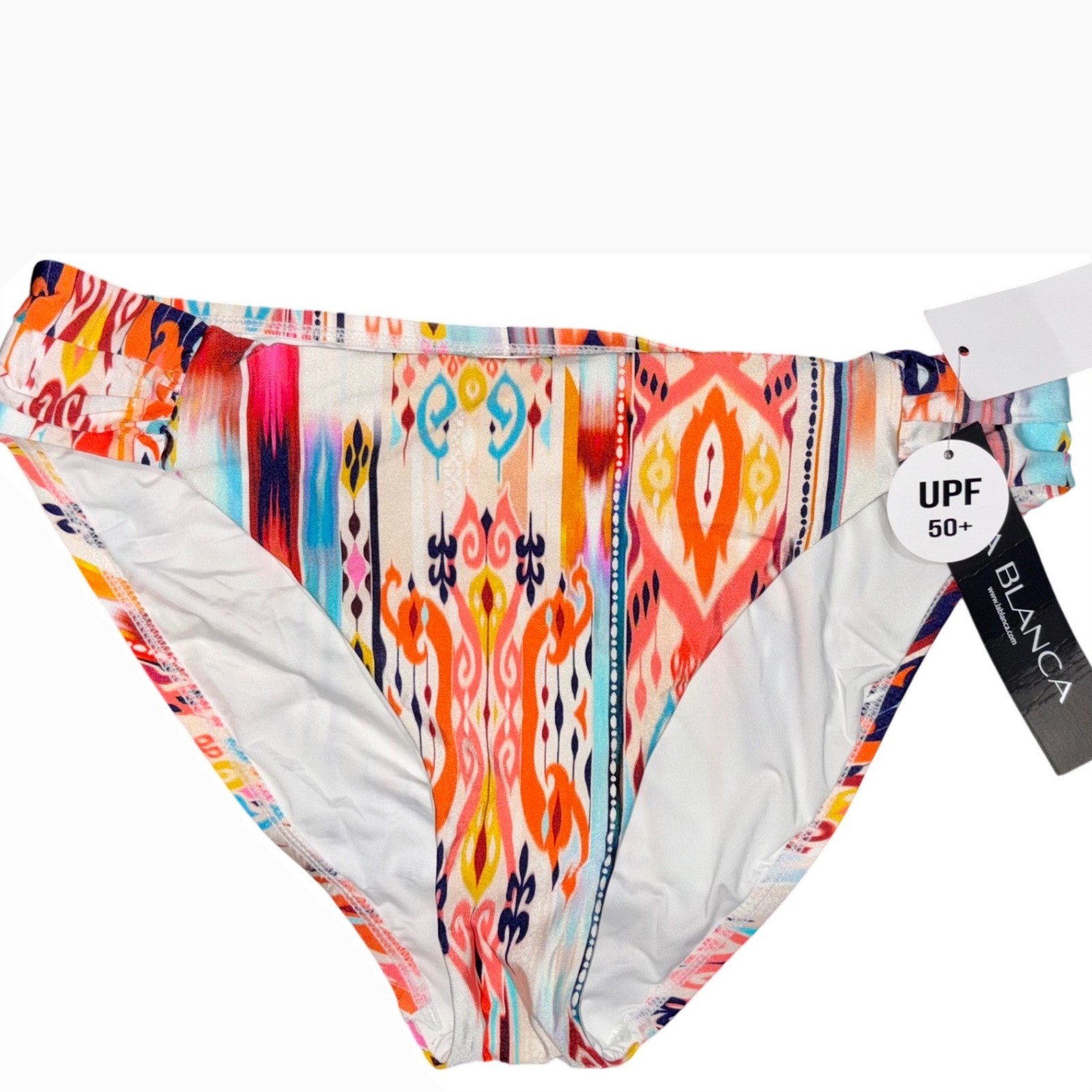 La Blanca Womens Bikini Bottoms Size 12 Multi Color Tribal Print UPF 50+
