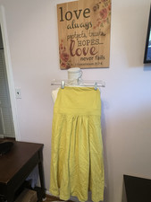 J.Crew Yellow Solid Pleated A-Line Midi Dress Cotton Knit Strapless Size 0