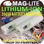 MAGLITE UPGRADE LITHIUM-ION 26650 BATTERY ADAPTORS TO 2/3D CELL FLASHLIGHT TORCH