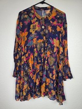 Free People Floral Navy Blue Small Retro Mini Dress