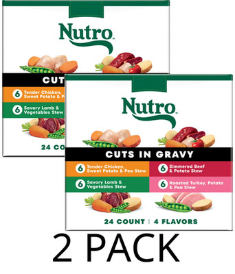 (2 Pack) Nutro Grain Free Cuts in Gravy Wet Dog Food Variety 3.5 Oz Trays 24Ct 