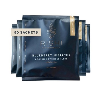 Rishi Tea Organic Blueberry Hibiscus Herbal Tea Caffeine Free 50 Sachets