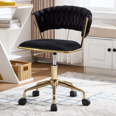 #ad Home Office Chair Velvet Upholstered Task Woven Open Back 360 Swivel with Wheels $147.33