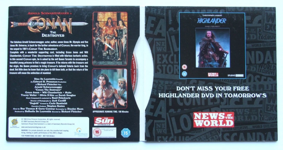 Newspaper Promo DVD Job Lot x12 (Conan/Highlander/Merlin/Snow Queen, The Bounty) - Image 3 of 4