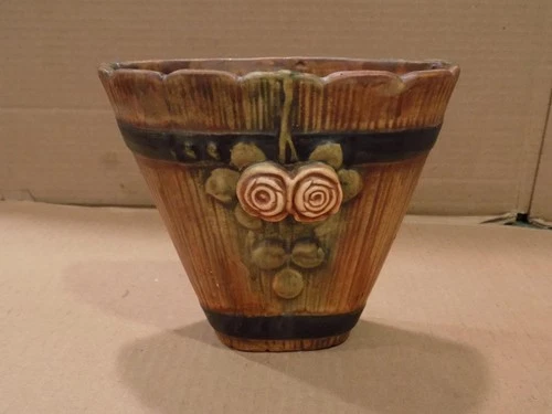 Weller Pottery 6 1/2" Woodrose Pattern Ceramic Vase or Wall Pocket 1910's