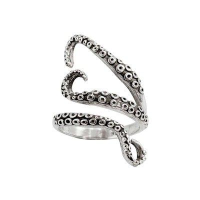 81. Generation Sterlingsilber breiter Oktopus Bein Ring Statement Strandschmuck