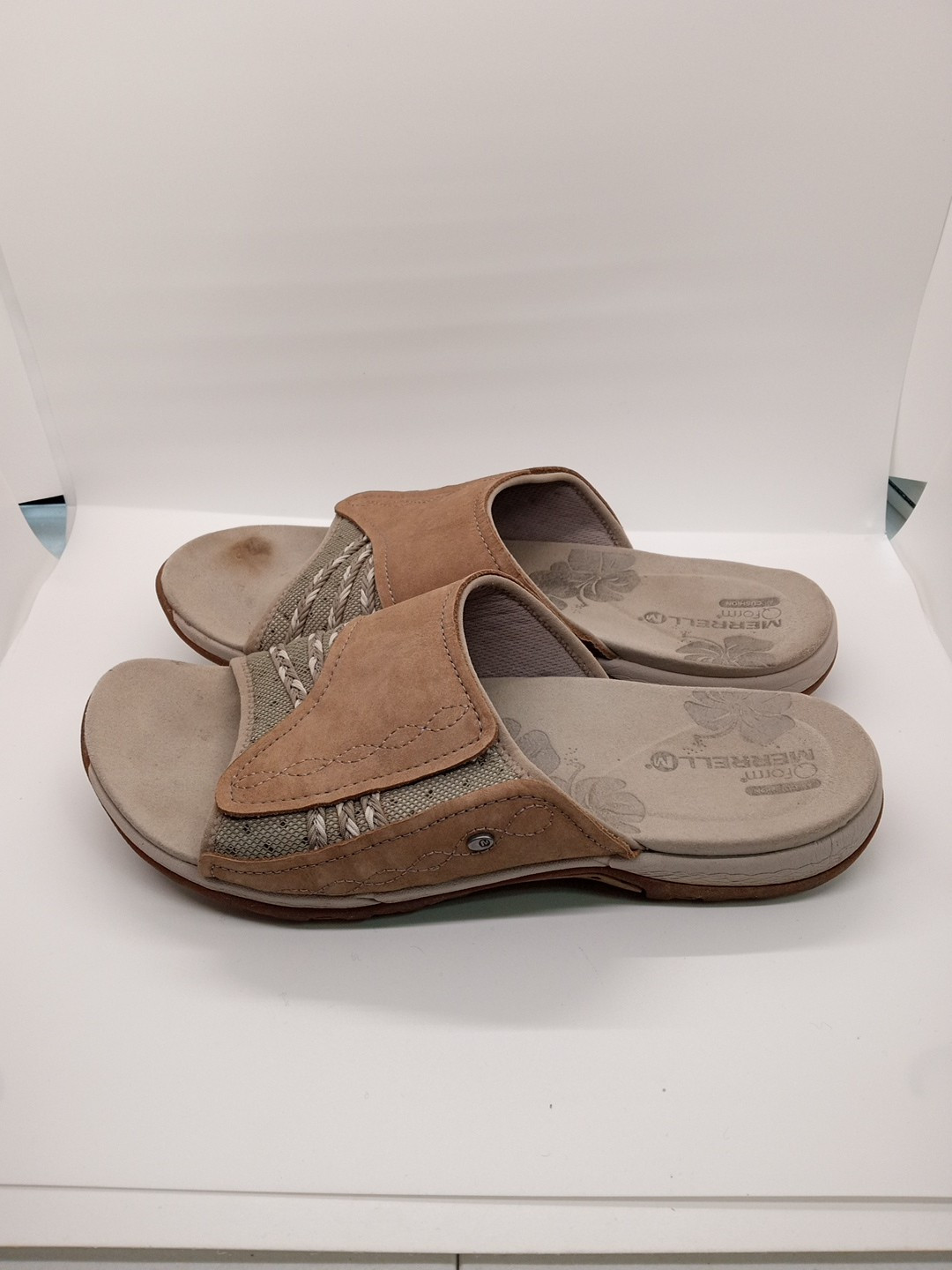 Merrell Lilyfern sandali sportivi slides donna 10 alluminio pelle marrone J89096