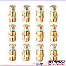 12 Pack Tire Pressure Monitor Valve Stem Caps 2.4 Bar 36psi 3-color Eye Aler