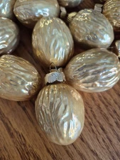 Lot of 13 MSE Martha Stewart Burnished Gold Glass Walnut Ornaments Rare