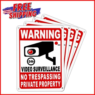 #ad #ad 4 PACK PRIVATE PROPERTY NO TRESPASSING SIGNS Yard Security Camera Aluminum Sign $9.99