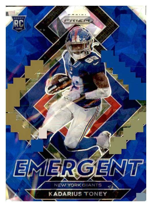 2021 Panini Prizm #E-12 Kadarius Toney Emergent Prizms Blue Ice #/99