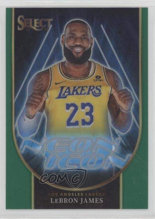 2023-24 Panini Select Neon Icons Green Prizm LeBron James #12 19b1