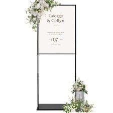 Wedding Sign Stand, Adjustable Metal Welcome Sign Stand 23.6"W x 63"H, Double...