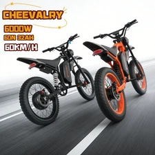 6000W Motor Electric Dirt Bike Mountain Motorcycle 60V 32AH Battery 37MPH E bike