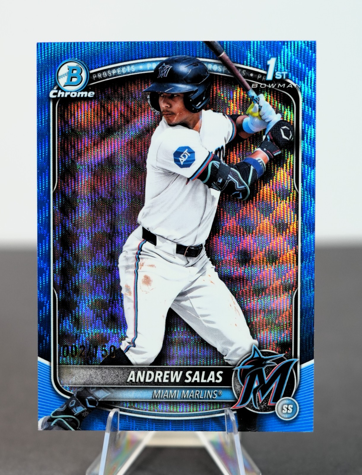 2025 Bowman Chrome Prospect ANDREW SALAS 1st PROSPECT BLUE WAVE REFRACTOR 2/150