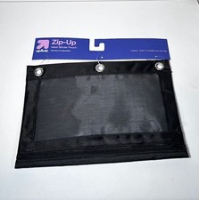 Up up Mesh Binder Pencil Pen Zipper Pouch Case Black NEW