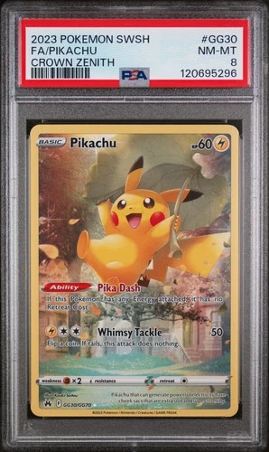 Pikachu GG30/GG70 Sword Shield Crown Zenith Pokemon PSA 8 *296
