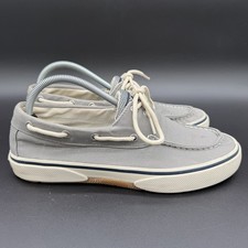 Sperry Top Sider Boat Shoes Men s Size 9 M Gray Halyard Canvas Lace Up