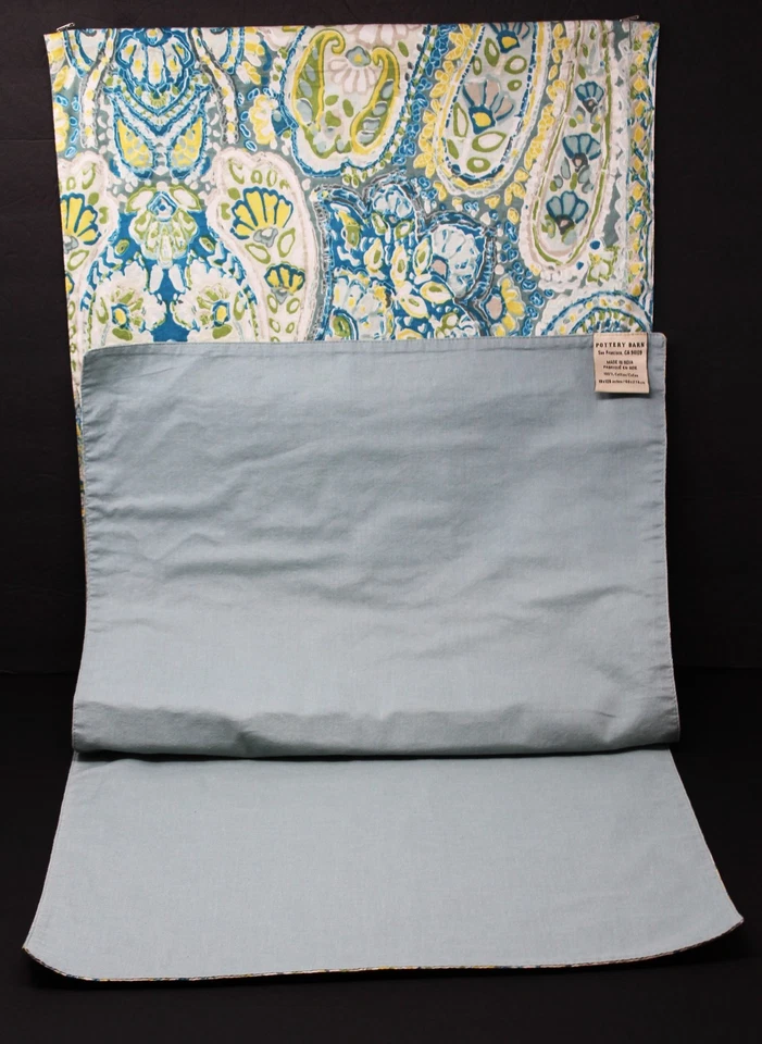 Pottery Barn Floral Paisley 18 x 108” Table Runner Blue Green Yellow Cotton - Image 3 of 4