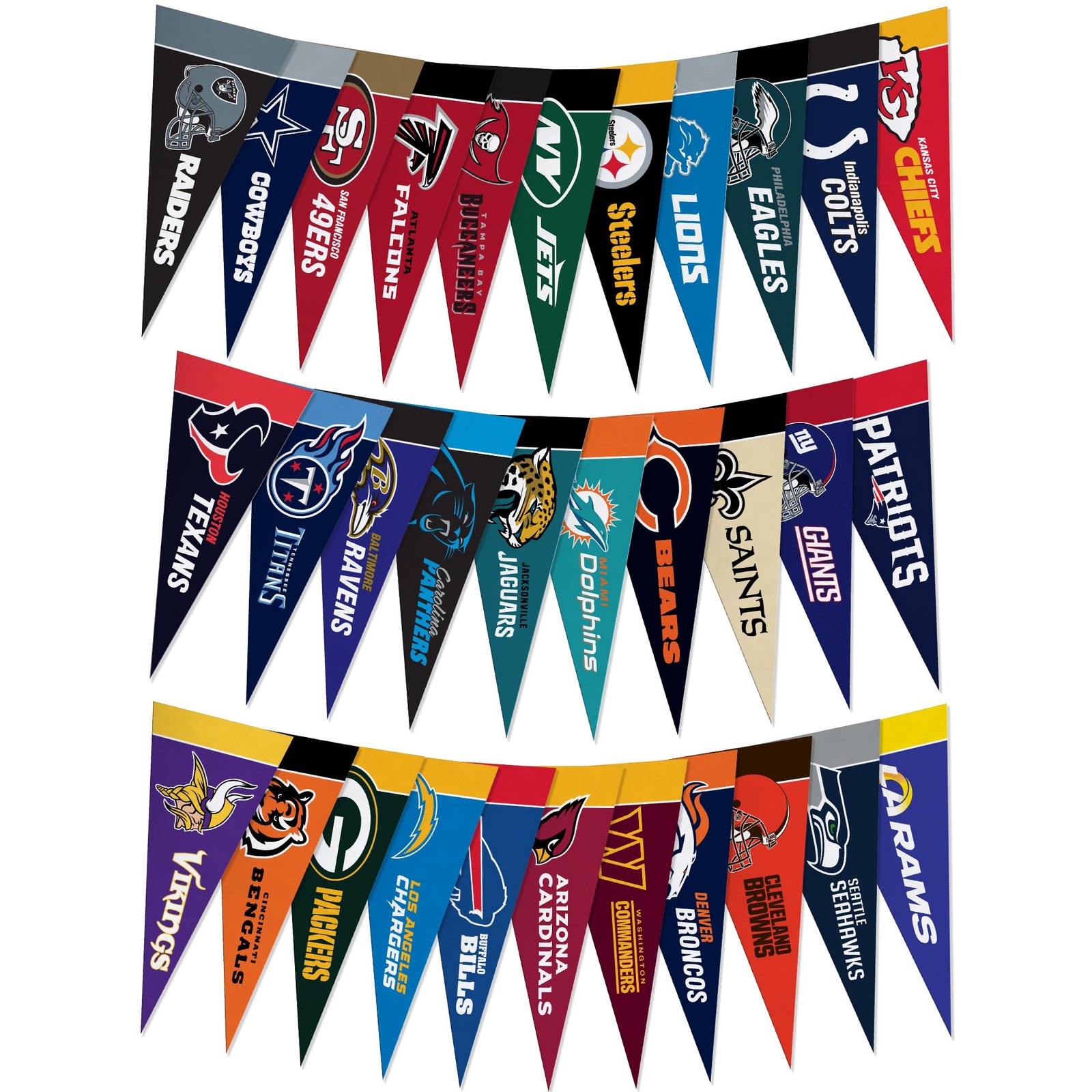 NFL Team Mini Pennant Set Complete 32 Team Collection
