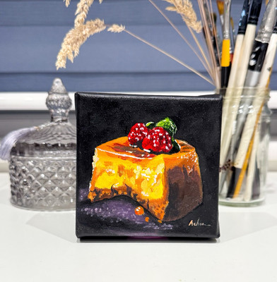 Pudding Ölgemälde - Original Essen Dessert Stillleben signiert Fineart signiert