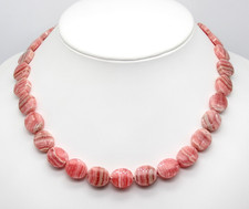 Rhodochrosit Kette Oval Geknotet Collier Geschenk ca. 306 Karat ca. 45 cm