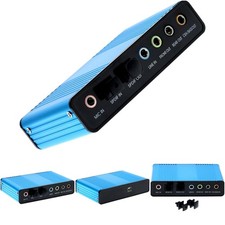6 Channel 5.1 Surround Sound Card USB 2.0 S/PDIF Blue Audio Adapter For PC