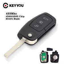 3 Button 433MHz Remote Flip Key Fob Chip For Ford Focus Mondeo Fiesta S Max