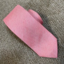 Charles Tyrwhitt Silk Linen Tie Mens 3x60 Pink Coral Textured Weave Coastal