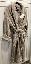 Pottery Barn Robe Women  s SZ L Brown Plush Faux Fur Belted Pockets NEW