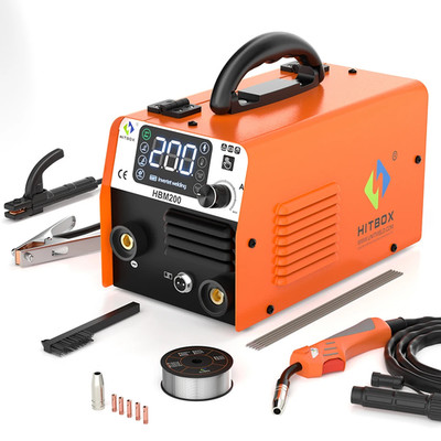 HBM200 Semi-Automatic Non Gas MIG Welding Machine 3 in 1 Arc/Mig/Lift TIG Portab