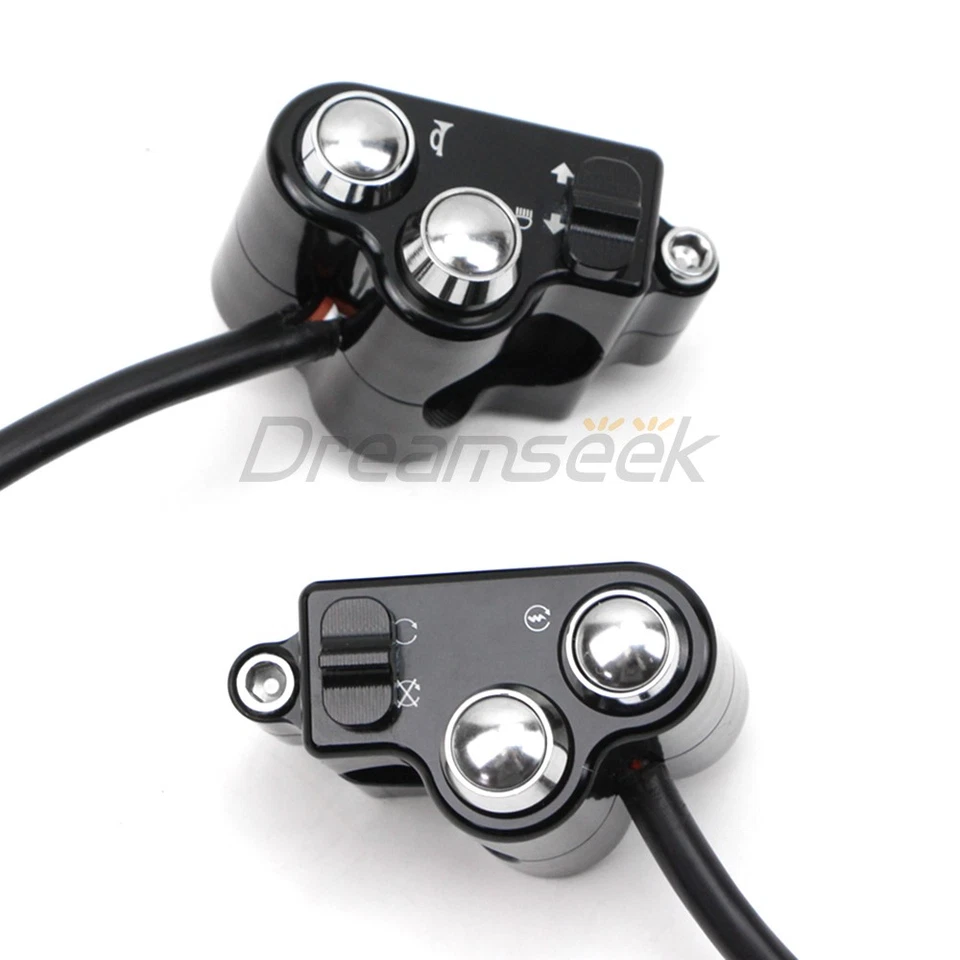 25mm Universal Lenkerschalter Horn Taster Kontrolle für Harley Suzuki Schwarz - Bild 4 von 4