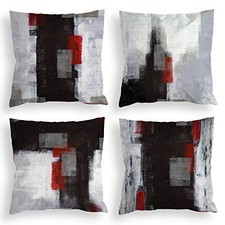 Colorpapa Red And Black Throw Pillow Covers 18x18 Set Of 4 Decorative Cushion
