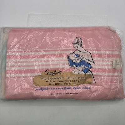 2 Vintage Riegel Receiving Baby Blankets 100% Cotton Extra Heavyweight 30x40 