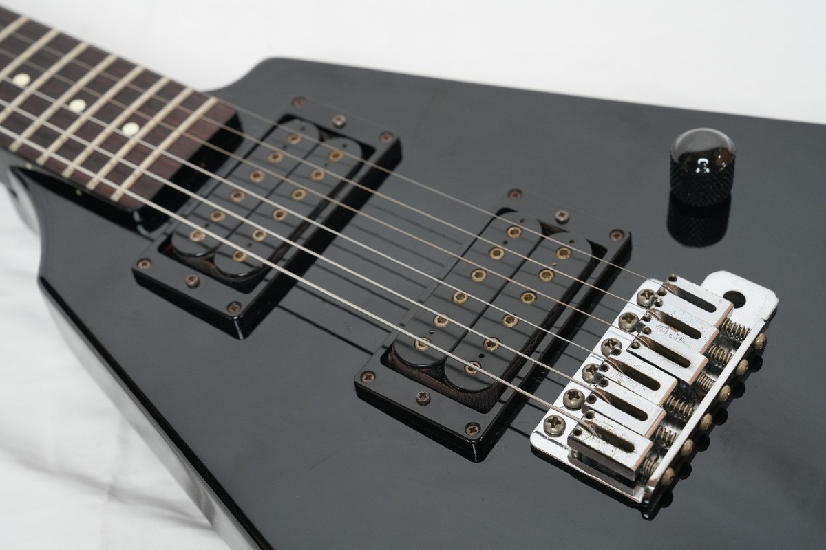 FERNANDES BSV-55 BLACK 80s V-Shaped Guitar, Made in Japan,Short