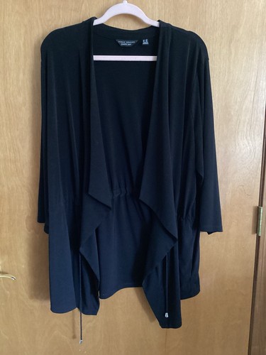 Every Day by Susan Graver Liquid Knit Anorak Style Jacket Cardigan Black 2X - Bild 2 von 4